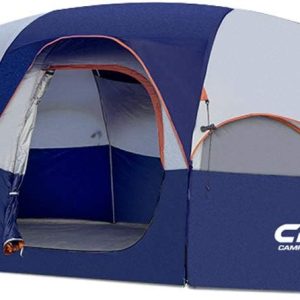 CAMPROS CP Tent 8 Person Camping Tents, Weather Resistant Family Tent, 5 Large Mesh Windows, Double Layer, Divided Curtain for Separated Room, Portable with Carry Bag