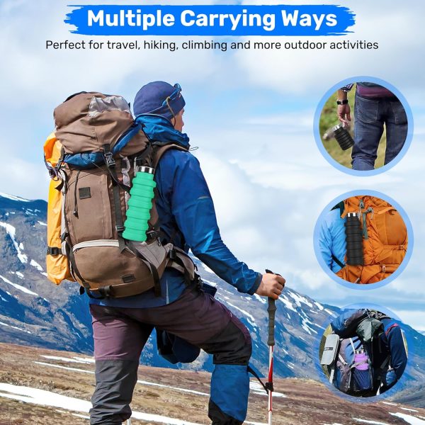 Collapsible Water Bottles 20oz, Leak Proof, BPA-Free, Foldable Silicone Travel Water Bottle with Straw Strap for Cycling, Hiking, Outdoors - Image 5