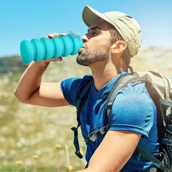 Collapsible Water Bottles, Reuseable BPA Free Silicone Foldable Water Bottle 16oz, Lightweight Leakproof Portable Travel Water Bottles for Traveling Camping Hiking Sports Outdoors(Black) - Image 9