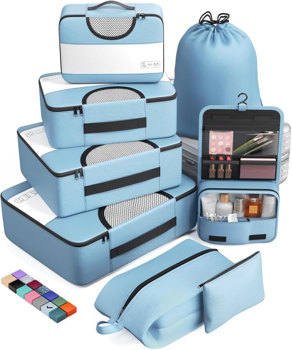 Veken 8 Set Packing Cubes for Suitcases, Travel Bag Organizers for Carry on Luggage, Suitcase Organizer Bags Set for Travel Essentials Travel Accessories in 4 Sizes(Extra Large, Large, Medium, Small)