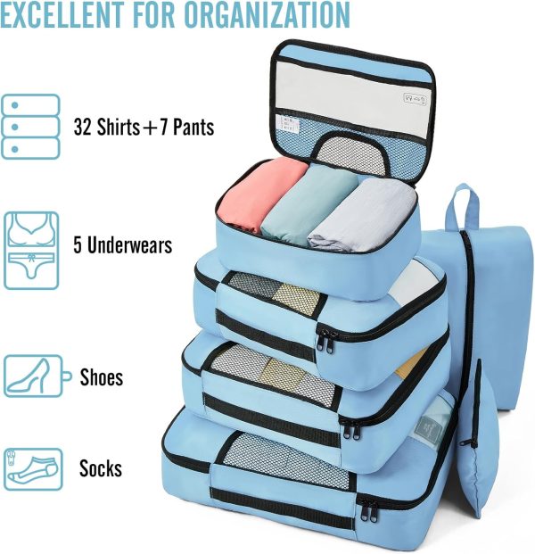 Veken 8 Set Packing Cubes for Suitcases, Travel Bag Organizers for Carry on Luggage, Suitcase Organizer Bags Set for Travel Essentials Travel Accessories in 4 Sizes(Extra Large, Large, Medium, Small) - Image 5